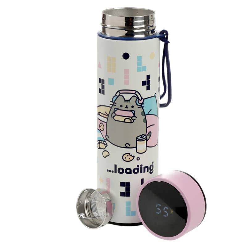 Botella térmica Pusheen Gaming con termómetro digital