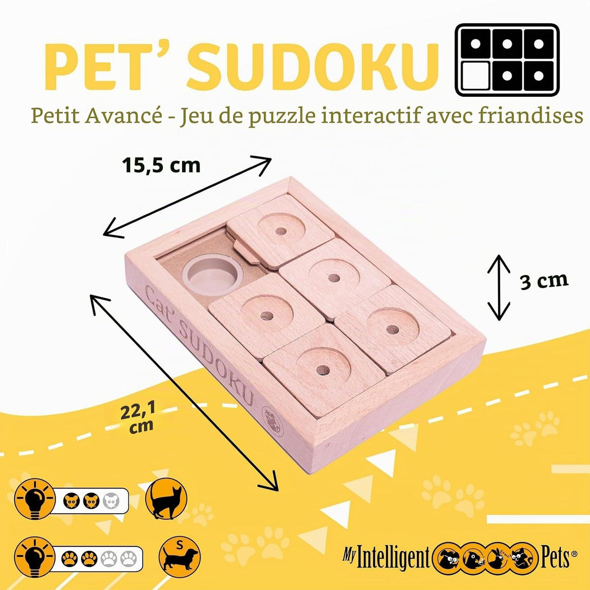Juego de ingenio Sudoku avanzado de madera para perros pequeños y gatos