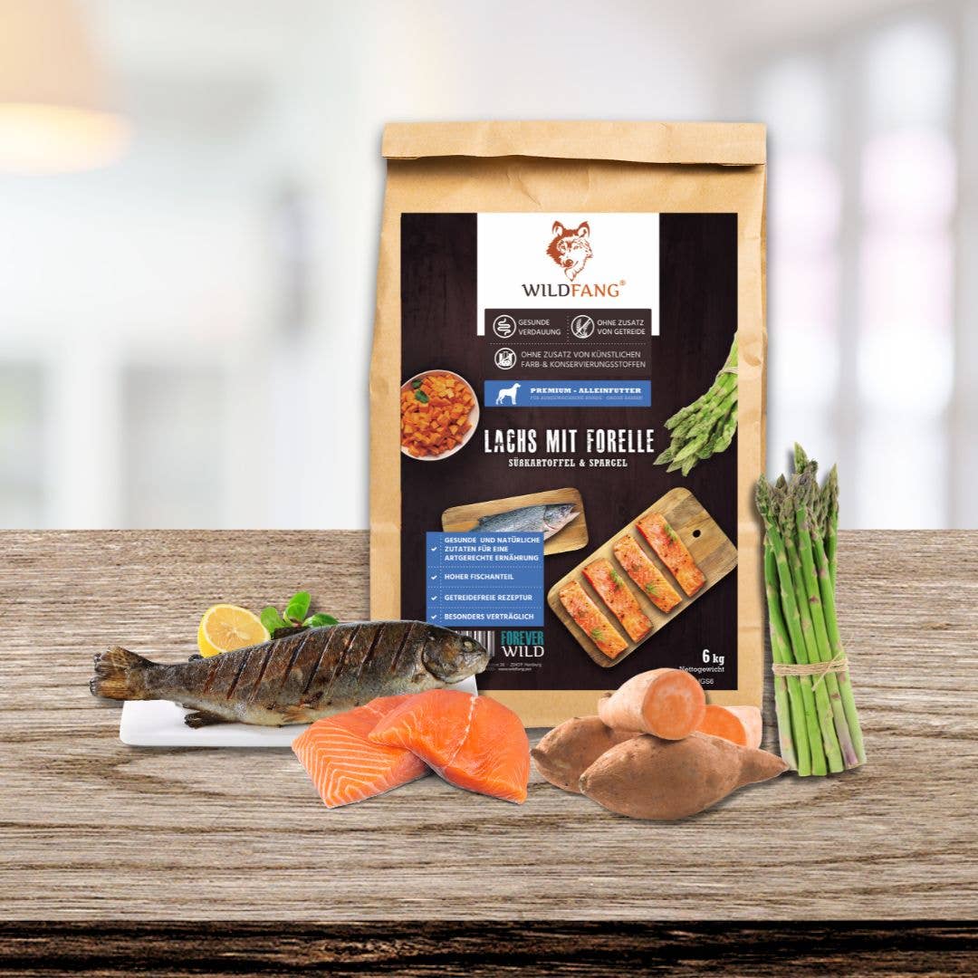 Croquetas de salmón y trucha para perros adultos