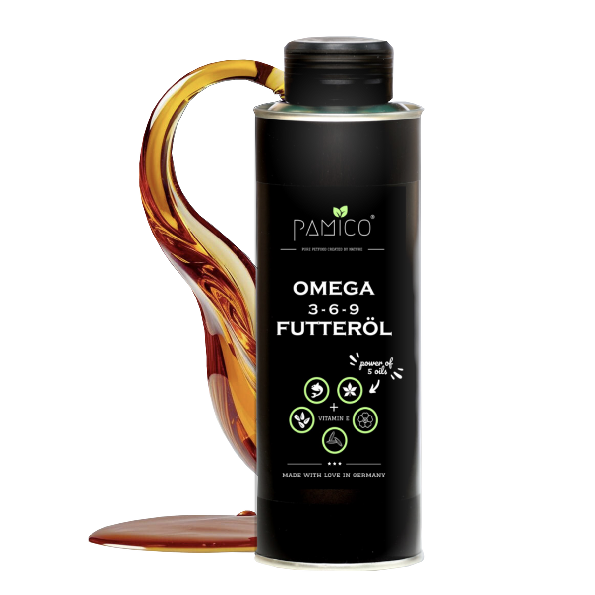 Aceite alimenticio omega 3-6-9 y vitamina E para perros