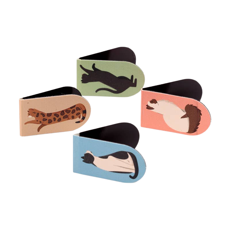 Set de 4 marcapáginas magnéticos de gatos