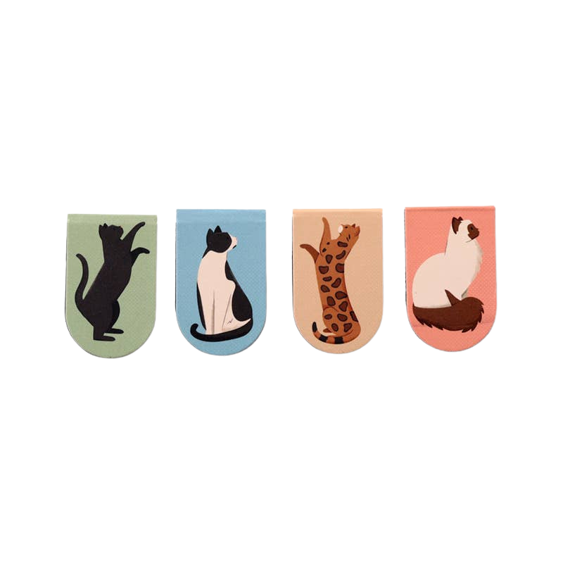 Set de 4 marcapáginas magnéticos de gatos