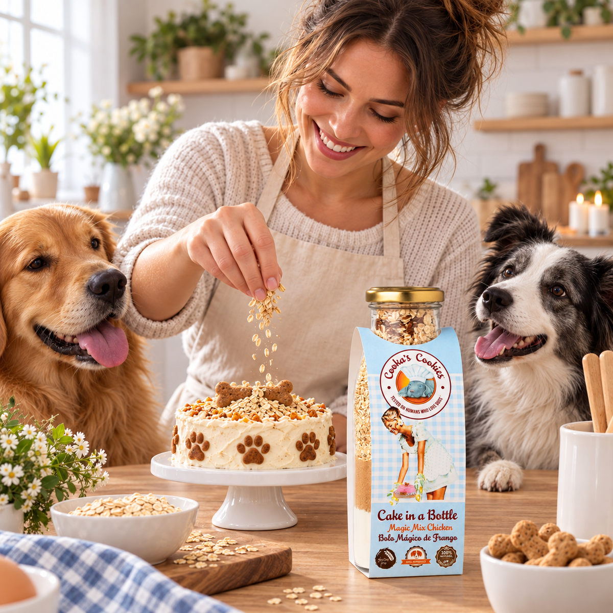 Backmischung für Hundekuchen mit Hähnchenfleisch