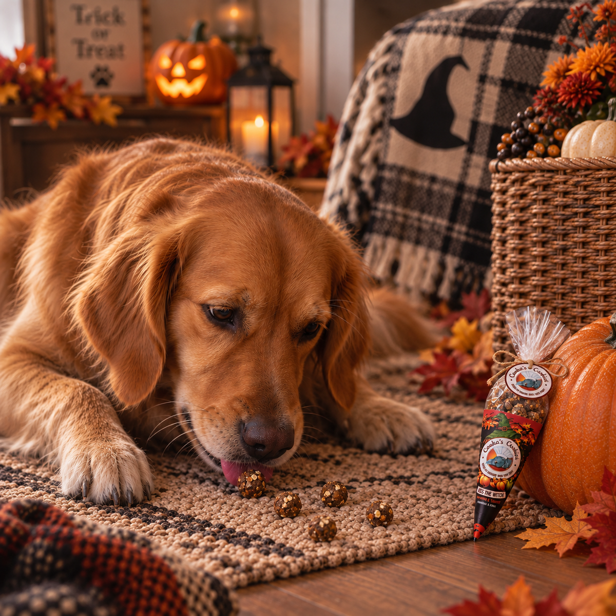 Halloween-Leckerli-Hörner mit Truthahn und Kürbis für Hunde