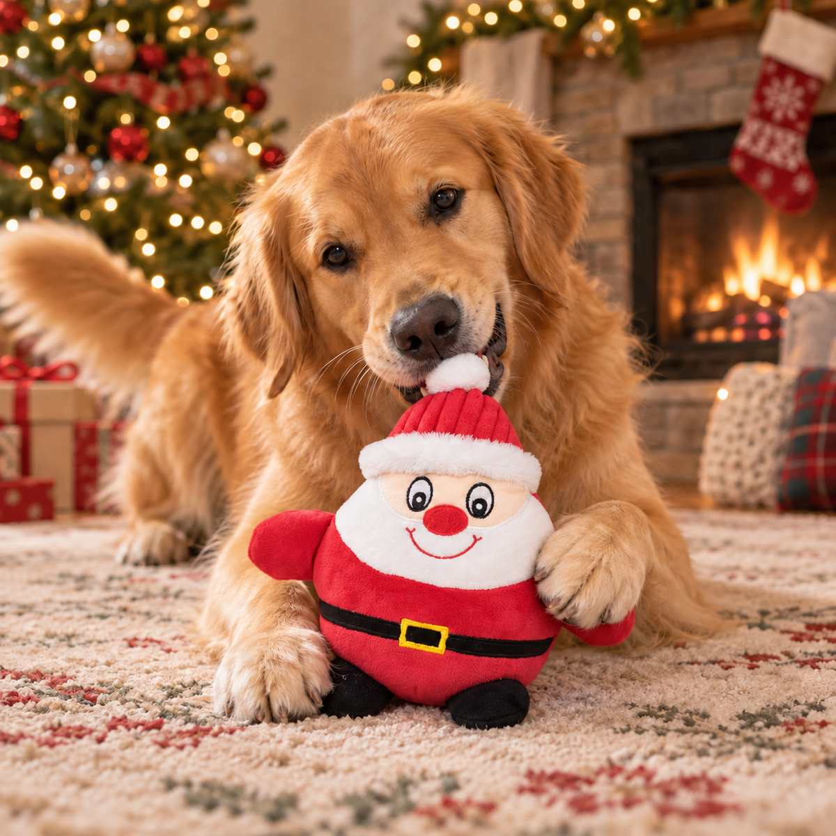 Santa Claus plush toy with squeaker for dogs