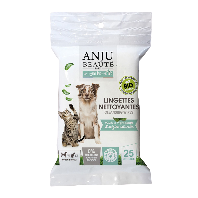 Toallitas limpiadoras orgánicas con aloe vera para perros y gatos