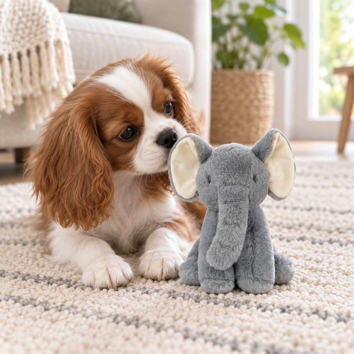 Recycled fabric elephant plush toy for dogs