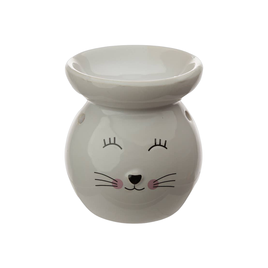 Quemador de aceite de cerámica gato gris