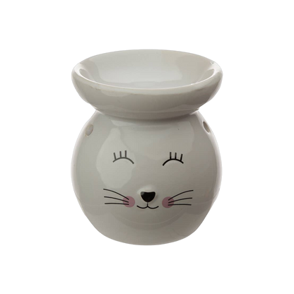 Quemador de aceite de cerámica gato gris