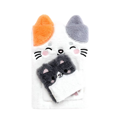 Carnet peluche Lola the Cat avec pochette et mini carnet