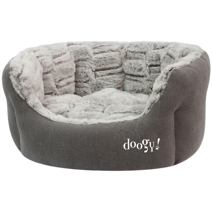 Cesta oval Whooly em imitação de pelo para cães e gatos