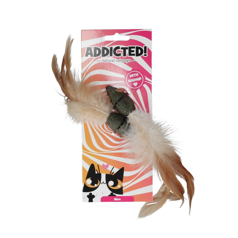 Duo de souris en matatabi avec plumes pour chats
