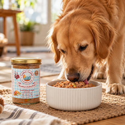 Refeição cozinhada de peru e legumes para cães