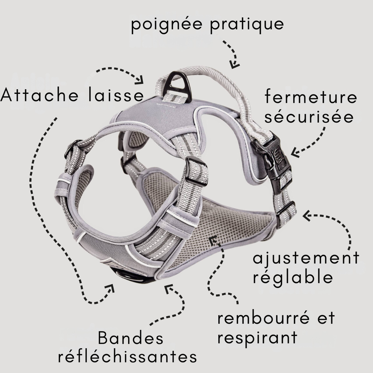Reflective no-pull dog harness