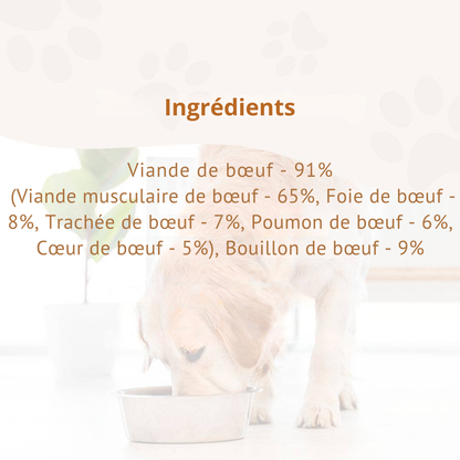 Paté 100 % vacuno de calidad BARF para perros adultos