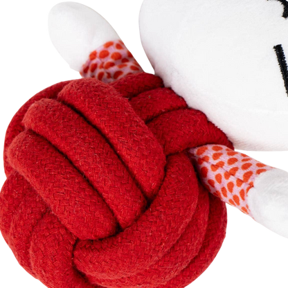 Hello Kitty plush and rope dog toy with squeaker
