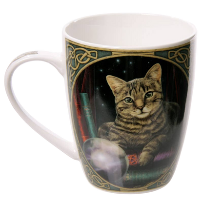 Taza de porcelana de gato y bola de cristal