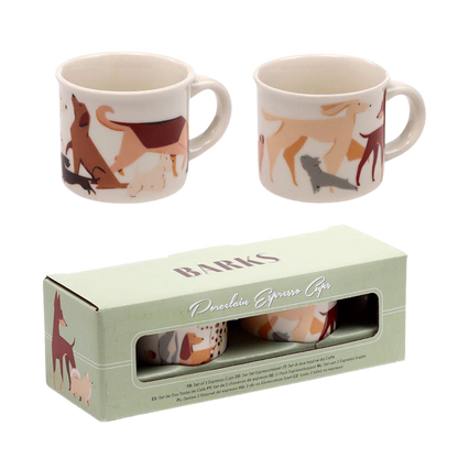 2er-Set Espressotassen mit Hundemotiv