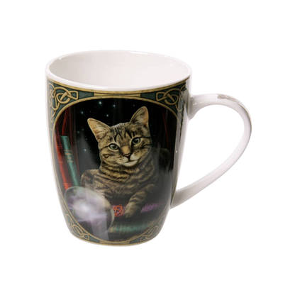 Taza de porcelana de gato y bola de cristal