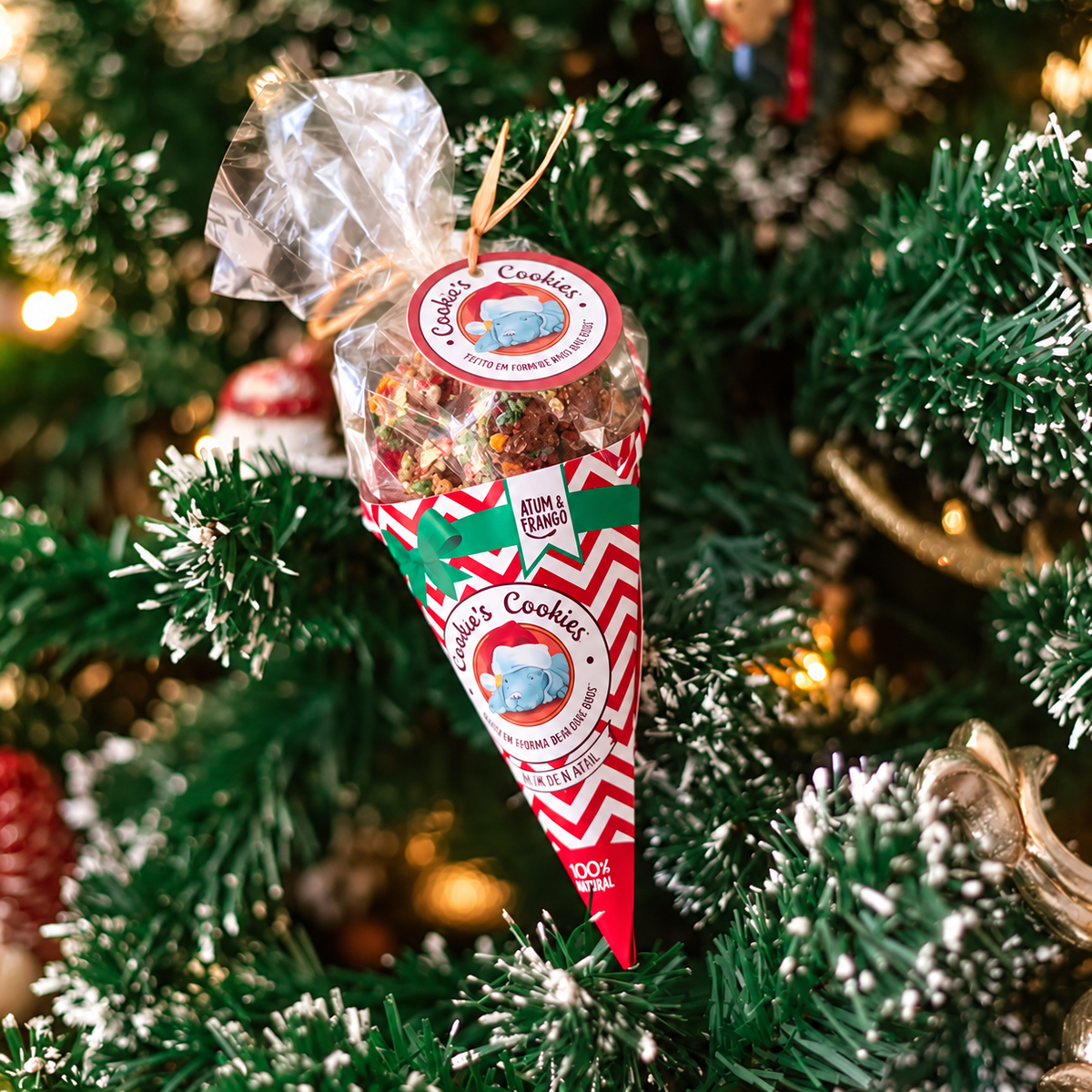Cornet de friandises de Noël poulet et thon pour chiens