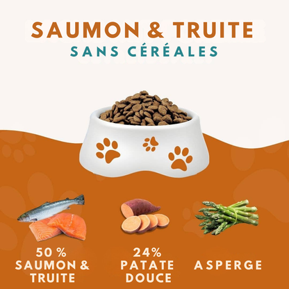 Croquetas de salmón y trucha para perros adultos