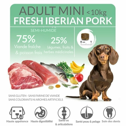 Halbfeuchtfutter mit Iberer Schweinefleisch für kleine ausgewachsene Hunde