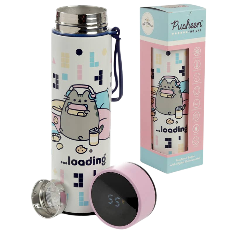 Botella térmica Pusheen Gaming con termómetro digital