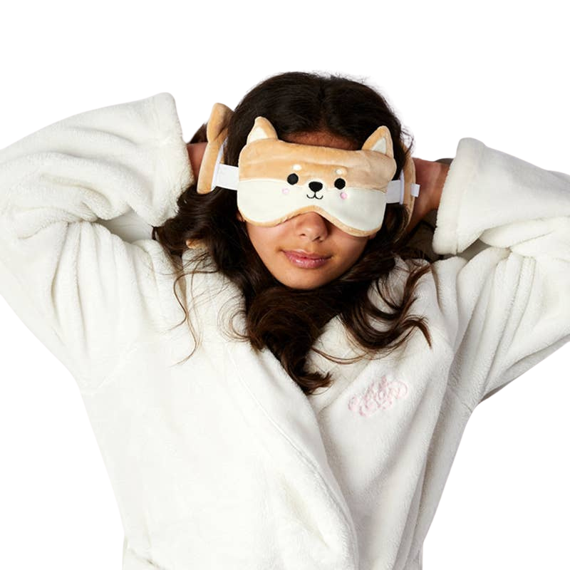 Coussin de voyage 2-en-1 Shiba Inu avec masque