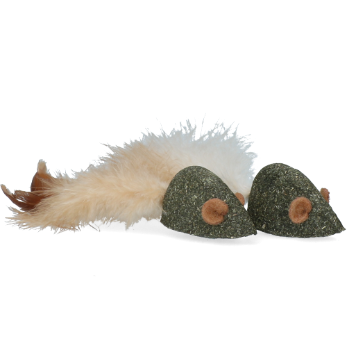 Duo de souris en matatabi avec plumes pour chats