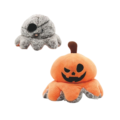 Juguete de Halloween de calabaza reversible para perros