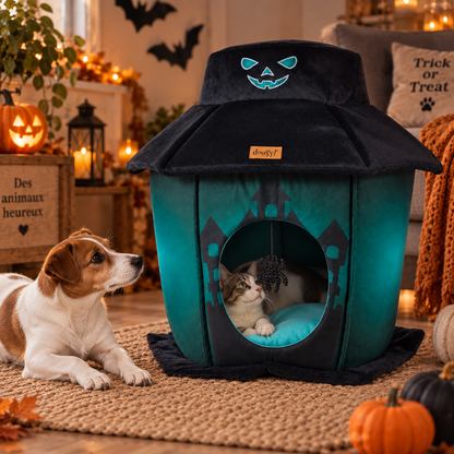 Maniero fantasma fosforescente per gatti e cani di piccola taglia
