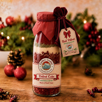 Preparación para pastel de Navidad Red Velvet para perros