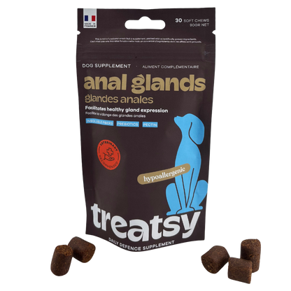 Complemento alimenticio para las glándulas anales de los perros